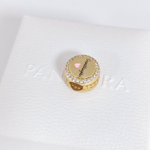 Pandora Engravable Granddaughter Charm Bead Gold Plated with box - Picture 6 of 8